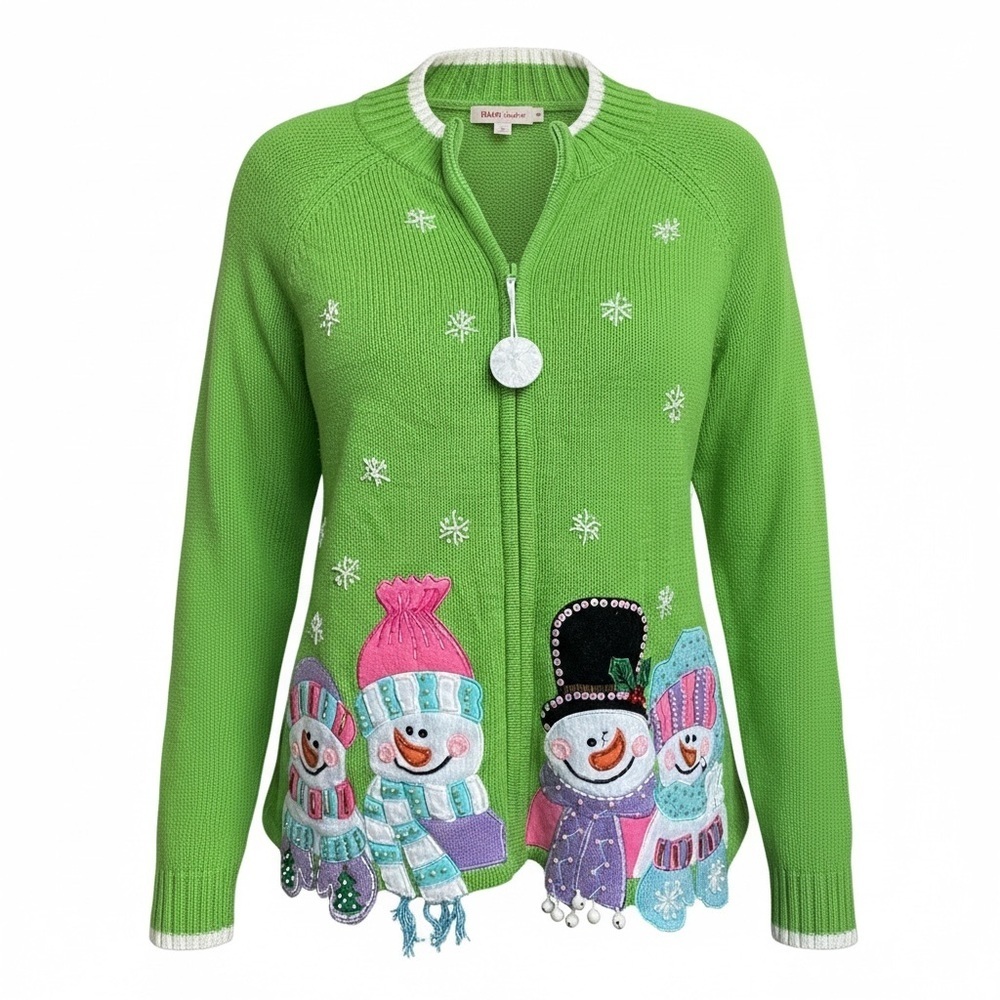 Vintage 🎄☃️ Ugly Christmas Sweater Snowman Cardigan